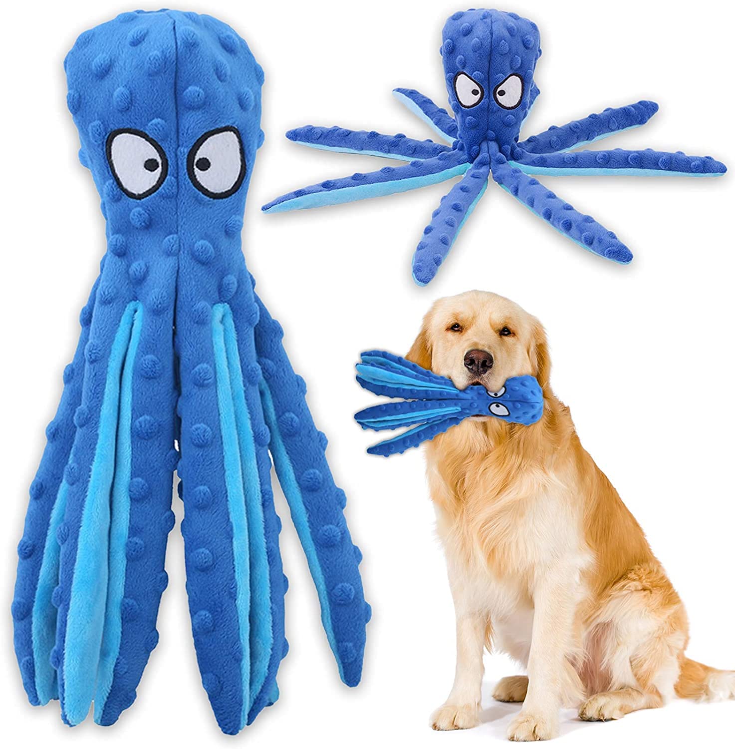 Qpets Squeaky Dog Toys with Crinkle Paper for Puppy Teething Durable Dog Chew Toy Funny Interactive Pupper Toys for Small to Medium Dogs Training and Playing Blue Qpets Squeaky Dog Toys with Crinkle Paper for Puppy Teething Durable Dog Chew Toy Funny Interactive Pupper Toys for Small to Medium Dogs Training and Playing Blue